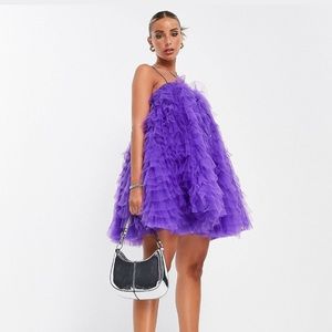 ASOS Edition Trapeze Cami Mini Dress in Tulle in Purple